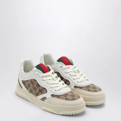 Gucci Re-web Sneaker In Ivory/beige/ebony Gg Fabric Men In White