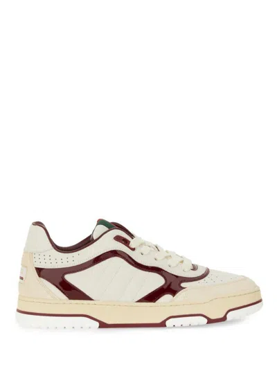 Gucci Paneled Calfskin Sneakers With Patent Detail In Multi