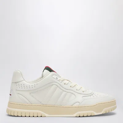 Gucci Re-web White Low Top Sneakers With Web Detail And Embossing In Leather Woman