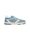 Gucci Denim Fabric Sneakers With Monogram Pattern In Blue