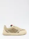 Gucci Gg Cross Web Sneakers In Suede In Neutral