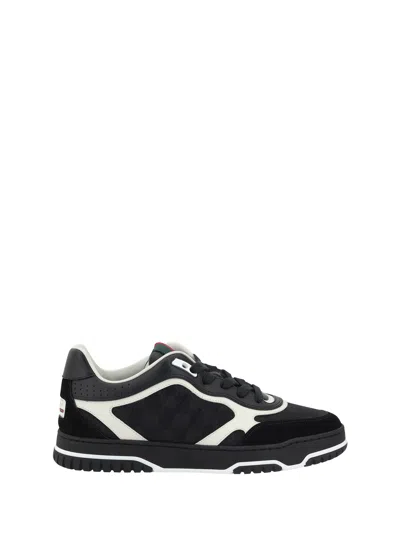 Gucci Re-web Sneakers In Original Gg Fabric In Black