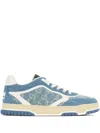 Gucci Denim Fabric Sneakers With Monogram Pattern In Blue