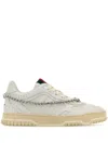 Gucci Re-web Grosgrain-trimmed Crystal-embellished Leather Sneakers In Neutrals