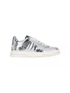 Gucci Reweb Gg Low-top Metallic Leather Sneakers In Silver