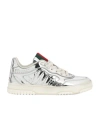 Gucci Reweb Gg Low-top Metallic Leather Sneakers In White