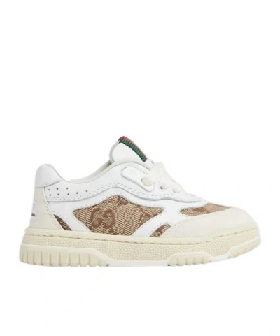 GUCCI GUCCI KIDS RE-WEB ROUND TOE LACE-UP SNEAKERS