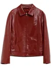 Gucci Rear Elasticated Leather Jacket In Red