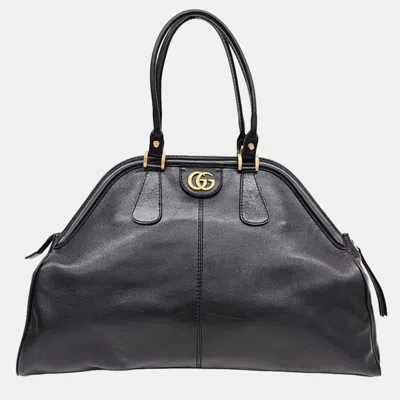 Pre-owned Gucci Black Leather Rebelle Tote Bag