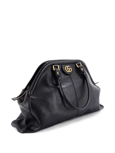 Pre-owned Gucci Re(belle) Top Handle Bag Leather Large Satchel In Black