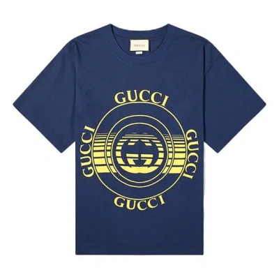 Gucci Record Printed Oversized For Men Navy In Blue