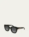 Gucci Black Black Grey Acetate Sunglasses In Brown