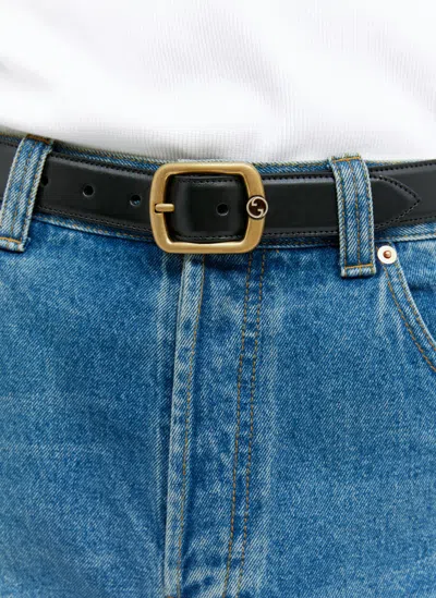 Gucci Rectangle Buckle Leather Belt In Black