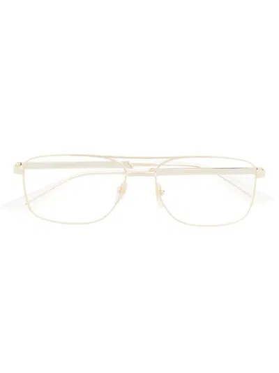 Gucci Rectangle-frame Clear Glasses In Gold