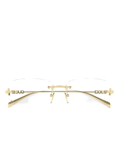 Gucci Rectangle-frame Logo Glasses In Gold