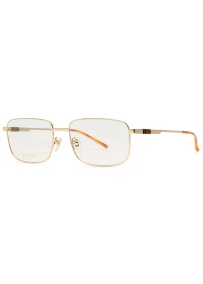 Gucci Rectangle-frame Optical Glasses In Gold