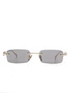 Gucci Rectangle-frame Sunglasses In 金色