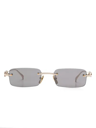 Gucci Rectangle-frame Sunglasses In 金色