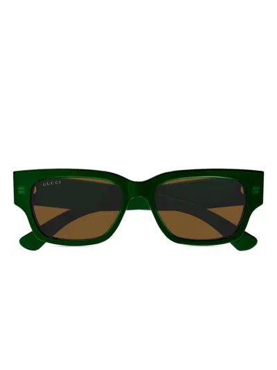 Gucci Sonnenbrille Mit Eckigem Gestell In Shiny Bilayer Transparent Acid Green Solid Green