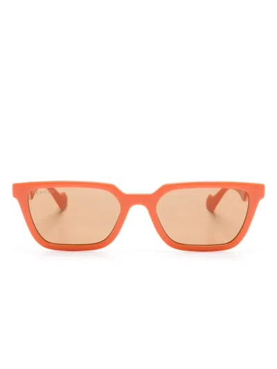 Gucci Rectangle-frame Sunglasses In 橘色