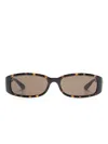 Gucci Rectangle-frame Sunglasses In 褐色