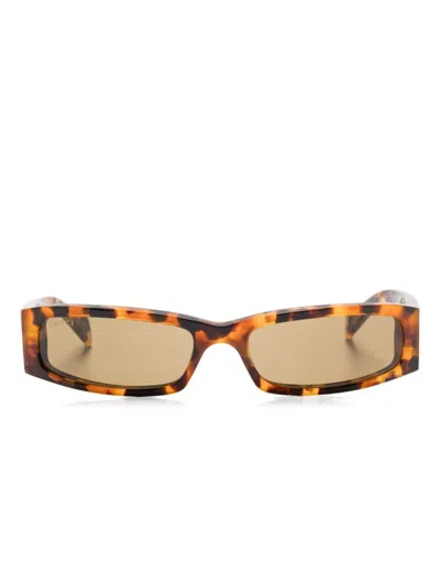Gucci Rectangle-frame Sunglasses In Havana
