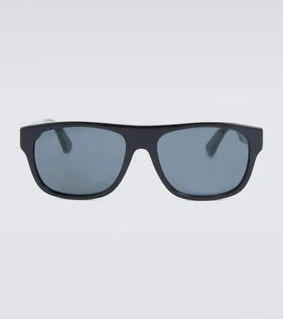 Gucci Rectangle-frame Sunglasses In Black-multicolor-grey