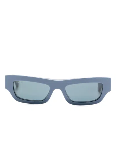 Gucci Rectangle-frame Sunglasses In Blau