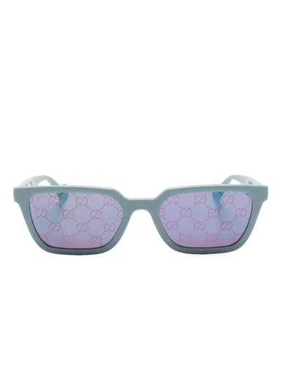 Gucci Sonnenbrille Mit Eckigem Gestell In Blau