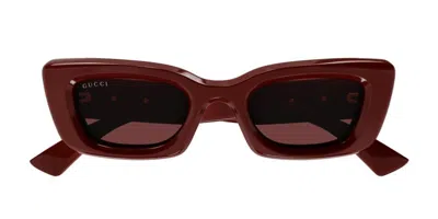 Gucci Rectangle-frame Sunglasses In Brown