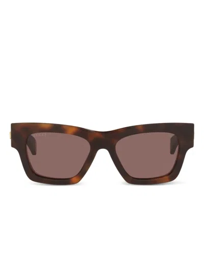 Gucci Rectangle-frame Sunglasses In Brown