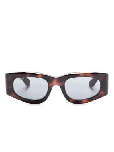 Gucci Rectangle-frame Sunglasses In Brown