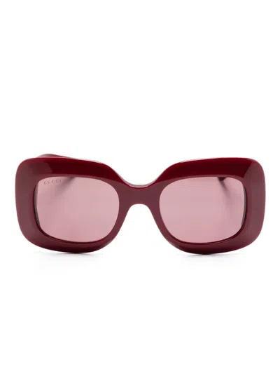 Gucci Rectangle-frame Sunglasses In Brown