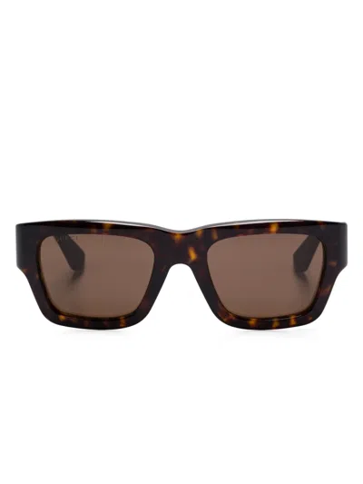 Gucci Rectangle-frame Sunglasses In Brown