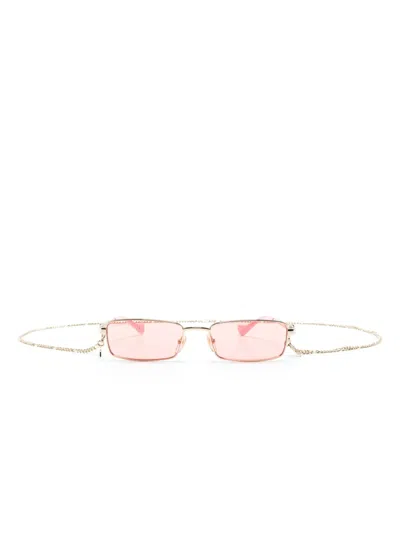 Gucci Rectangle-frame Sunglasses In Gold