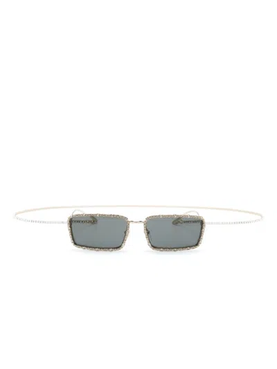 Gucci Rectangle-frame Sunglasses In Gold