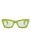 Gucci Rectangle-frame Sunglasses In Green