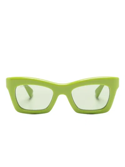 Gucci Rectangle-frame Sunglasses In Green