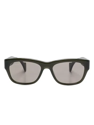 Gucci Rectangle-frame Sunglasses In Green