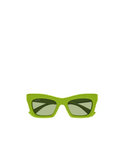 Gucci Rectangle-frame Sunglasses In Green
