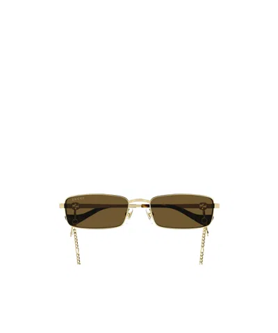 Gucci Rectangle-frame Sunglasses In Green