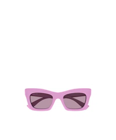 Gucci Rectangle-frame Sunglasses In Purple