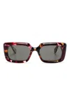 Gucci Rectangle-frame Sunglasses In Red