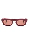 Gucci Rectangle-frame Sunglasses In Red