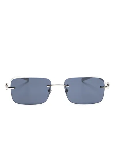 Gucci Rectangle-frame Sunglasses In Silber