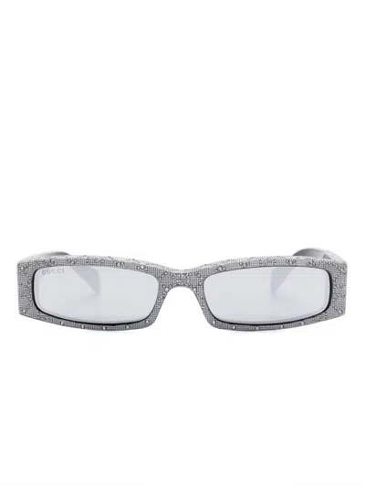 Gucci Rectangle-frame Sunglasses In Silber