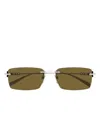 Gucci Rectangle-frame Sunglasses In Green