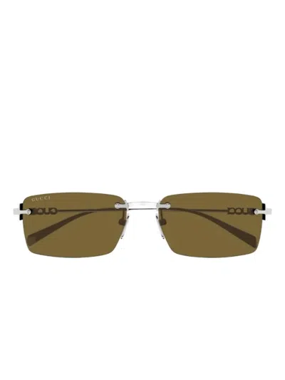 Gucci Rectangle-frame Sunglasses In Green