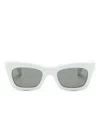 Gucci White Acetate Rectangular Sunglasses In White