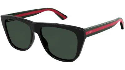 Pre-owned Gucci Rectangle Frame Sunglassesfr) In Black/green (gg0926s/006
